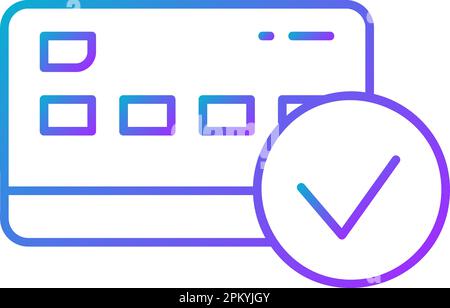 Credit card with check mark, best choice, approved payment gradient lineal icon. Shopping, online banking, finance symbol design. Stock Vector