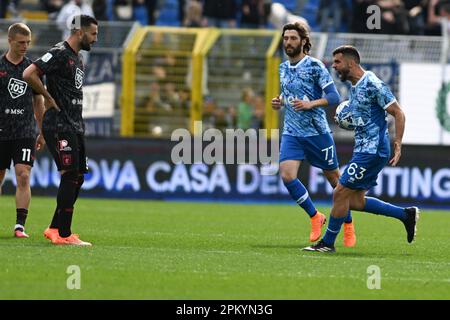 April 10, 2023, Como, Italy: Match ball during the Italian Serie B football  match between Como 1907 and Genoa CFC on 10 of Avril 2023 at stadio  Giuseppe Senigallia in Como, Italy.