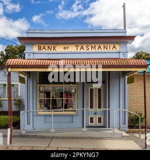 Beaconsfield - Tasmania, 29 Jan 2023: The old Bank Of Tasmania Building that stored gold in this mining town and was the subject of the biggest Tasman Stock Photo