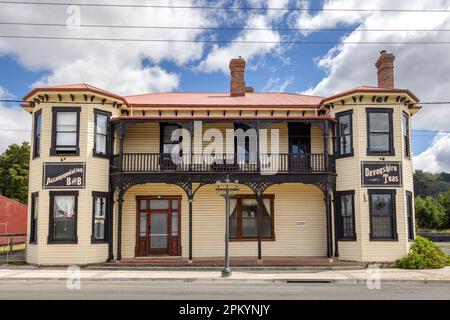 Beaconsfield - Tasmania, 29 Jan 2023: The old Exchange Hotel, built in the height of the gold mining boom in 1879. This authentic building is part of Stock Photo