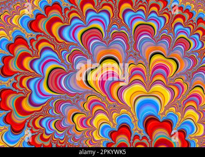 Bright multicolored fractals forming abstract textured background Stock Photo
