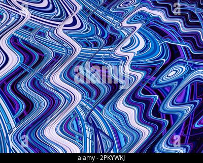 Blue stripes forming surreal fractal illustration Stock Photo