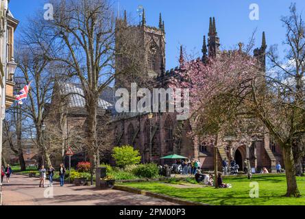 Nantwich Cheshire East - Nantwich town square with St Marys Church in Nantwich Cheshire England UK GB Europe Stock Photo