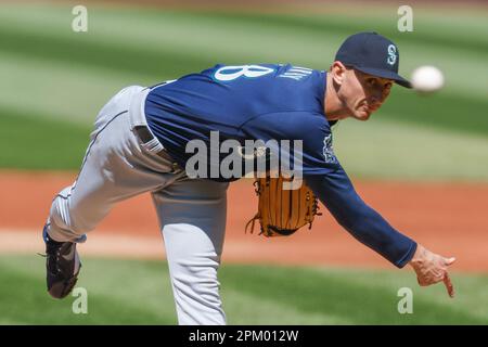 Seattle Mariners starting pitcher George Kirby throws against the  Pittsburgh Pirates in a baseball game, Friday, May 26, 2023, in Seattle.  (AP Photo/Lindsey Wasson Stock Photo - Alamy