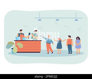 Kids eating lunch at the canteen illustration Stock Vector Image & Art -  Alamy