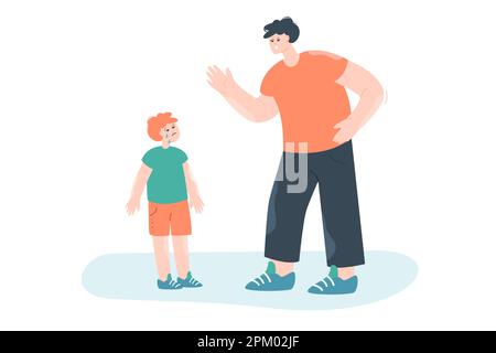Angry dad punishing crying child Stock Vector