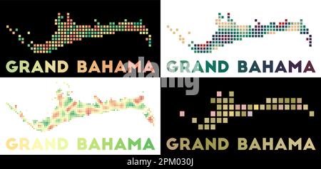 Grand Bahama map. Collection of map of Grand Bahama in dotted style. Borders of the island filled with rectangles for your design. Vector illustration Stock Vector