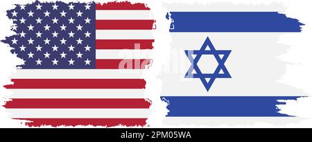 Israel and USA grunge flags connection, vector Stock Vector