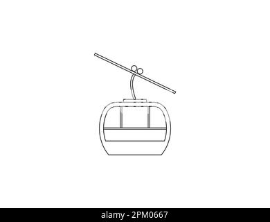 Aerial cableway, funicular, cabine icon. Vector illustration. Stock Vector
