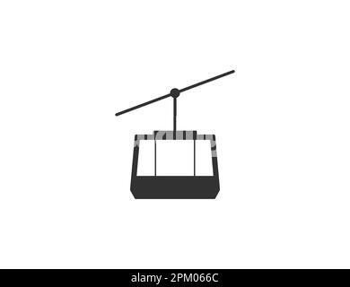 Aerial cableway, funicular, cabine icon. Vector illustration. Stock Vector