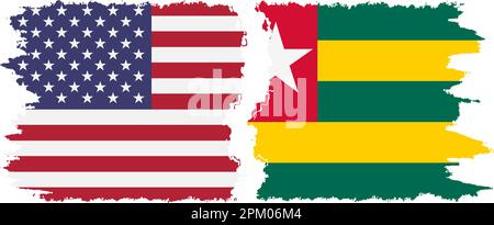 Togo and USA grunge flags connection, vector Stock Vector
