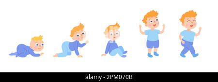 Little boy. Cartoon baby growth steps, toddler growing up evolution. S By  SpicyTruffel