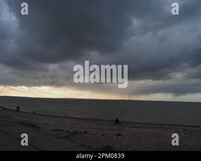 Sheerness, Kent, UK. 10th Apr, 2023. UK Weather: Bank Holiday Monday storm clouds above Sheerness, Kent this evening. Credit: James Bell/Alamy Live News Stock Photo