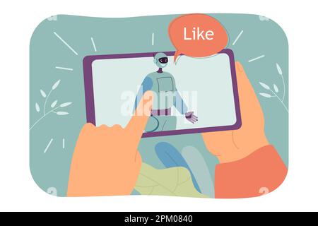 Online interaction between chatbot and customer Stock Vector