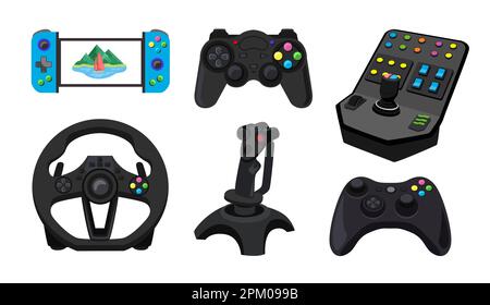 Different consoles for video games vector illustrations set Stock Vector