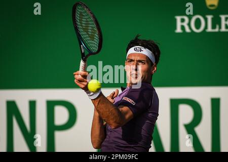 Marc-Andrea HUESLER of Swiss during the Rolex Monte-Carlo, ATP Masters 1000 tennis event on April 9, 2023 at Monte-Carlo Country Club in Roquebrune Cap Martin, France - Photo: Matthieu Mirville/DPPI/LiveMedia Stock Photo