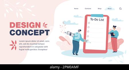 Office worker standing in front of big clipboard with to do list Stock Vector