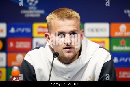 Bayern Munich's Matthijs de Ligt during a press conference at the Etihad Stadium, Manchester. Picture date: Monday April 10, 2023. Stock Photo