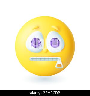 3d cartoon style emoticon with zipper smile icon Stock Vector