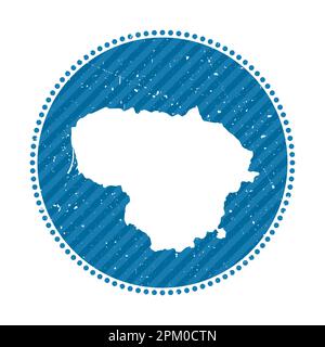 Lithuania striped retro travel sticker. Badge with map of country, vector illustration. Stock Vector