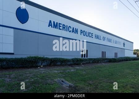 American Police Hall of Fame and Museum sign on the wall in Titusville, Fl, USA. Stock Photo