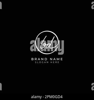 B, D, BD Initial letter handwritten and signature vector logo. Business template in round shape line art Stock Vector