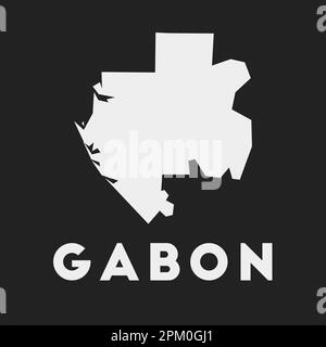 Gabon icon. Country map on dark background. Stylish Gabon map with country name. Vector illustration. Stock Vector