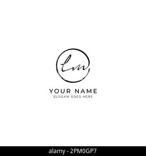 L, M, LM Initial letter handwritten and signature vector logo. Business template in round shape line art Stock Vector