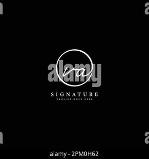 V, A, VA Initial letter handwritten and signature vector logo. Business template in round shape line art Stock Vector