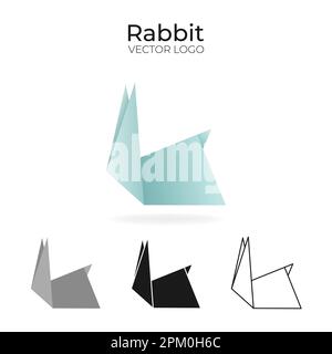 Origami vector logo and icon with rabbit.  Stock Vector