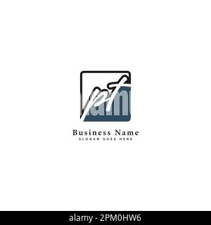 P, T, PT Initial letter handwritten and signature vector image template in square shape logo Stock Vector