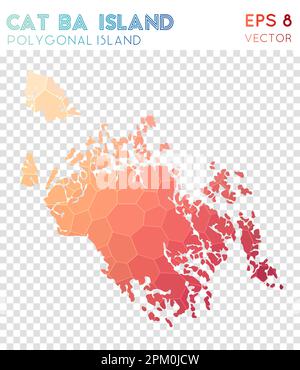Low poly map of Cat Ba Island. Cat Ba Island polygonal map. Technology ...