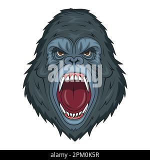 Gorilla. Vector illustration of primates. Evil gorilla head Stock Vector