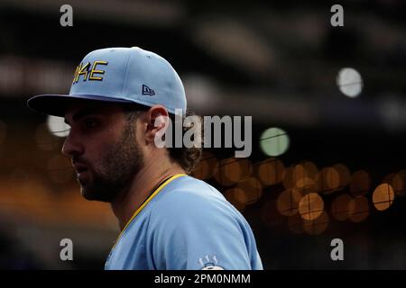Milwaukee Brewers' Garrett Mitchell warms up on deck before a spring  training baseball game against the Kansas City Royals Monday, Feb. 27, 2023,  in Surprise, Ariz. (AP Photo/Charlie Riedel Stock Photo - Alamy