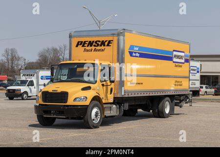 Logansport - Circa April 2023: Penske Truck Leasing location. Penske leases trucks, owns racing teams and auto dealerships. Stock Photo