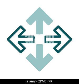 Four arrows pointing from the center vector icon. Navigation sign. Graph symbol for travel and tourism web site and apps design, logo, app, UI Stock Vector