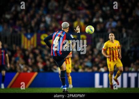 Barcelona, Spain. 10th Apr, 2023. Ronald Araujo (FC Barcelona) during a La Liga Santander match between FC Barcelona and Girona FC at Spotify Camp Nou, in Barcelona, Spain on April 10, 2023. (Photo/Felipe Mondino) Credit: Live Media Publishing Group/Alamy Live News Stock Photo