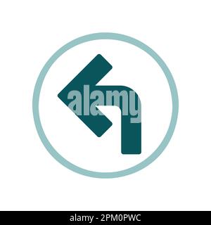 Turn left arrow vector icon. Navigation sign. Graph symbol for travel and tourism web site and apps design, logo, app, UI Stock Vector