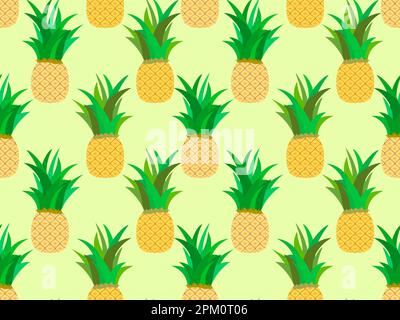 Pineapple seamless pattern. Summer fruit pattern. Pineapple fruit. Tropical background for T-shirts, prints on paper and fabric. Vector illustration Stock Vector