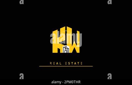 Real Estate letters Initials Monogram logo KW , WK Stock Vector