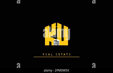 Real Estate letters Initials Monogram logo KU , UK Stock Vector