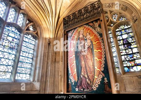 Madonna in the Rosary painting at St Edward's Chapel, King's College Chapel at Cambridge University, Cambridge, UK Stock Photo