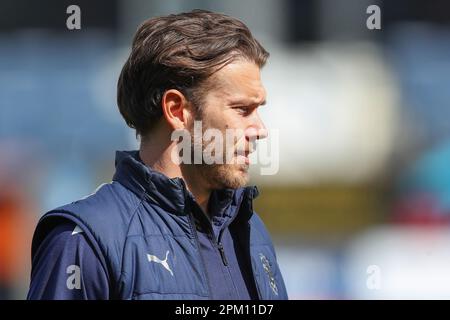 Chris Maxwell #1 of Blackpool arrives ahead of  the Sky Bet Championship match Luton Town vs Blackpool at Kenilworth Road, Luton, United Kingdom, 10th April 2023  (Photo by Gareth Evans/News Images) Stock Photo