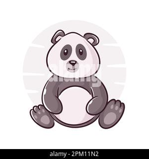 Cute baby panda outline drawing Stock Vector