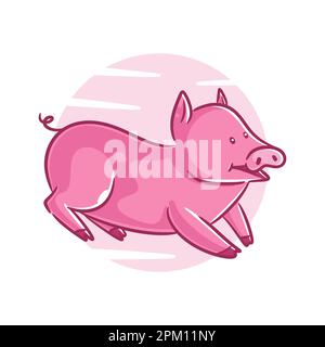 Cute baby pig outline drawing Stock Vector