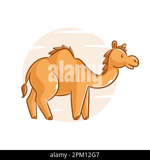 Cute camel cartoon vector illustration on a white background Stock Vector