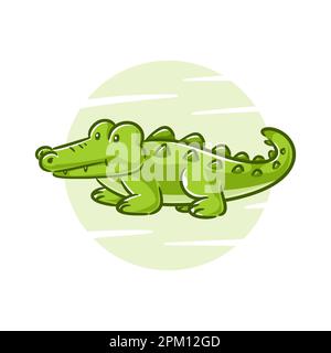 Cute crocodile cartoon vector illustration on a white background Stock Vector