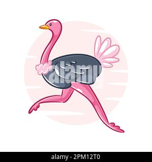 Cute ostrich cartoon vector illustration on a white background Stock Vector