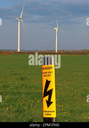 33kv underground cables, Peel Energy Frodsham Wind Farm, installed capacity 50MW, Lordship Lane, Frodsham, Cheshire, England, UK, WA6 7SN Stock Photo