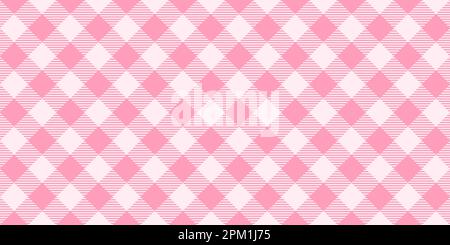 Seamless diagonal gingham pattern. Pale pink and white slanted vichy cage background. Checked tweed plaid repeating wallpaper. Fabric texture design. Vector  Stock Vector